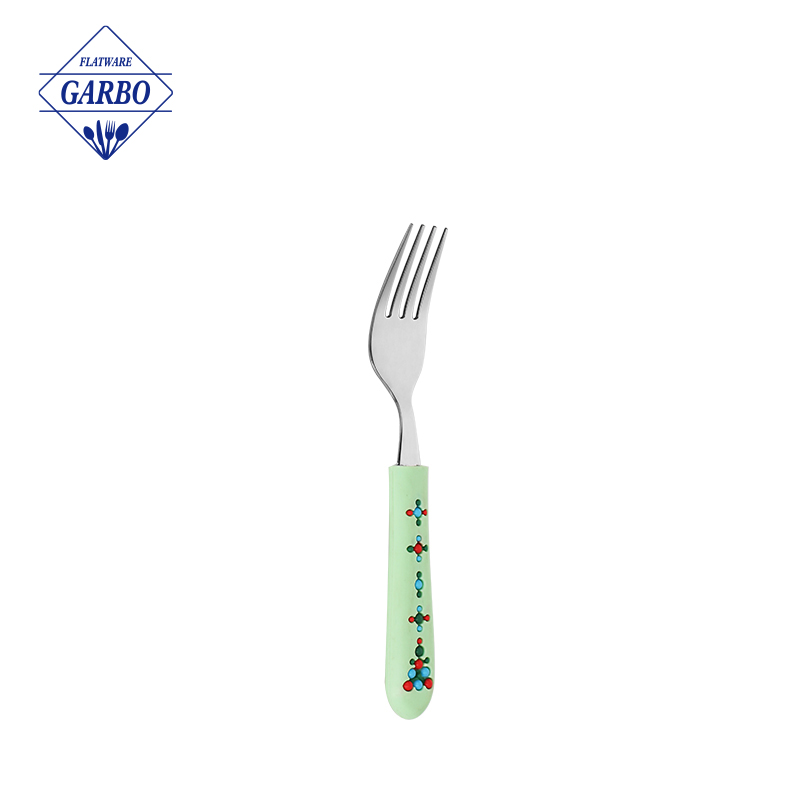 Factory Bulk Price Cute Design Plastic Handle Stainless Steel Fork for Children