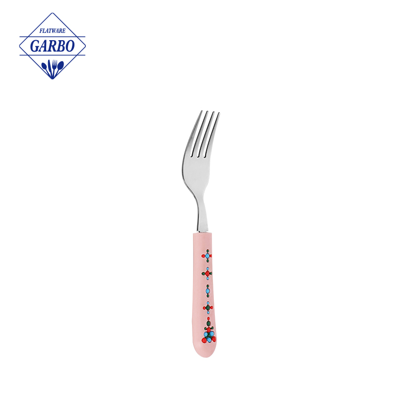 Factory Bulk Price Cute Design Plastic Handle Stainless Steel Fork para sa mga Bata