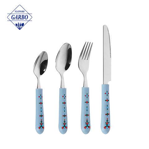 Factory Bulk Price Cute Design Plastic Handle Stainless Steel Fork para sa mga Bata