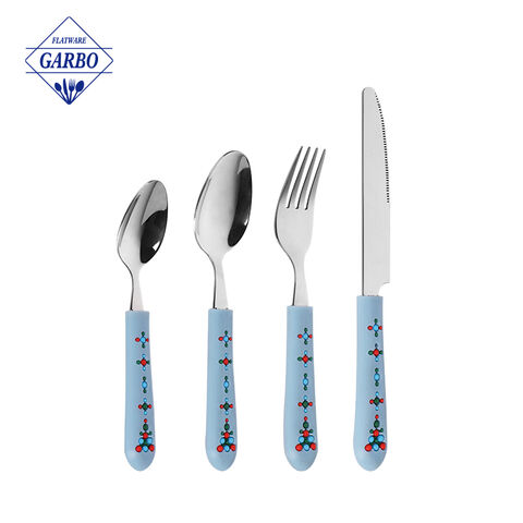 Factory Bulk Price Cute Design Plastic Handle Stainless Steel Fork for Children