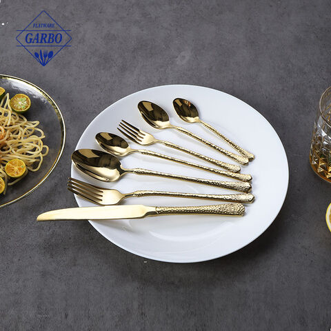 5pcs golden cutlery sets hindi kinakalawang na asero 410 flatware