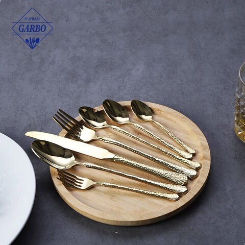 5pcs golden cutlery sets hindi kinakalawang na asero 410 flatware