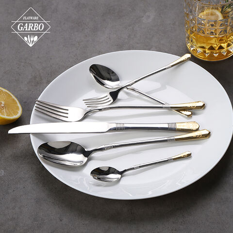 sliver 5 pcs sendok garpu set peralatan makan desain penjualan panas