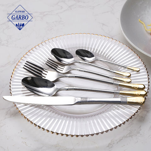 sliver 5 pcs sendok garpu set peralatan makan desain penjualan panas