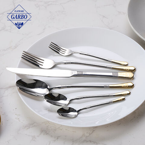 sliver 5 pcs sendok garpu set peralatan makan desain penjualan panas