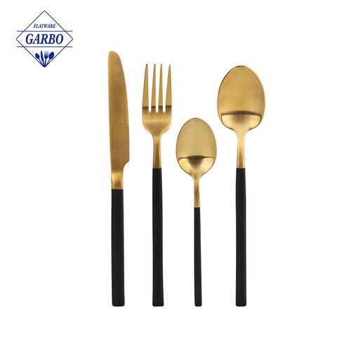 White Handle Gold Cutlery Set Made in China Factory