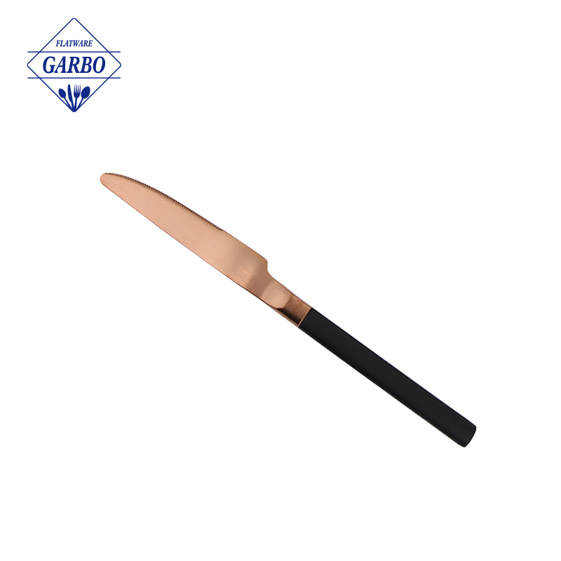 8.8-inch gold dinner knife na may puting hawakan para sa kasal