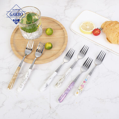 China tableware stainless steel fork 410SS with ceramic handle cutlery