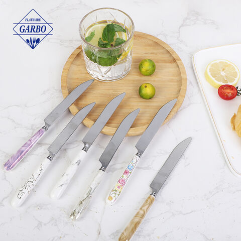 Wholesale Cream Colored Ceramic Handle Mirror Stainless Steel Cutlery