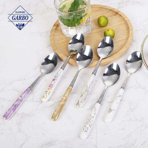 Wholesale Cream Colored Ceramic Handle Mirror Stainless Steel Cutlery