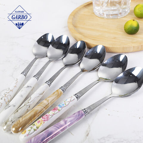 Wholesale Cream Colored Ceramic Handle Mirror Stainless Steel Cutlery