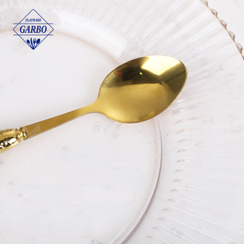 أدوات مائدة من الفولاذ المقاوم للصدأ بتصميم جديد مباشر من المصنع بمقبض سيراميك بمطرقة ذهبية