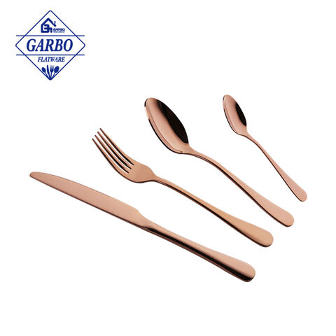 Flatware china de-kalidad na set ng kubyertos na kulay tanso