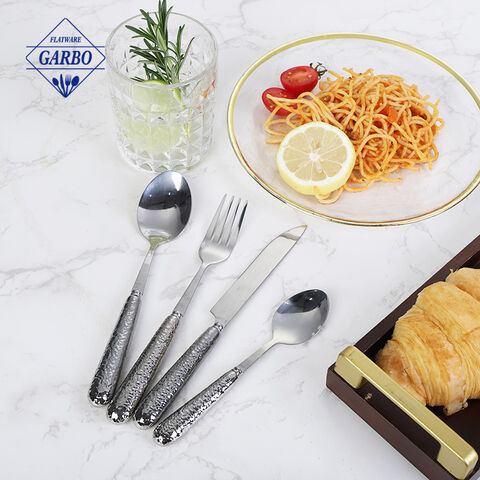 2024 New Design High-End Silver Stainless Steel Flatware Set with Ceramic Handle