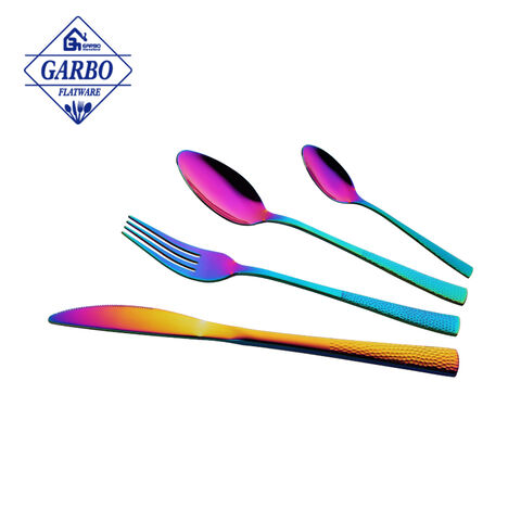 Pakyawan Espesyal na PVD Rainbow Colored Mirror Stainless Steel Cutlery na may Bultuhang Presyo