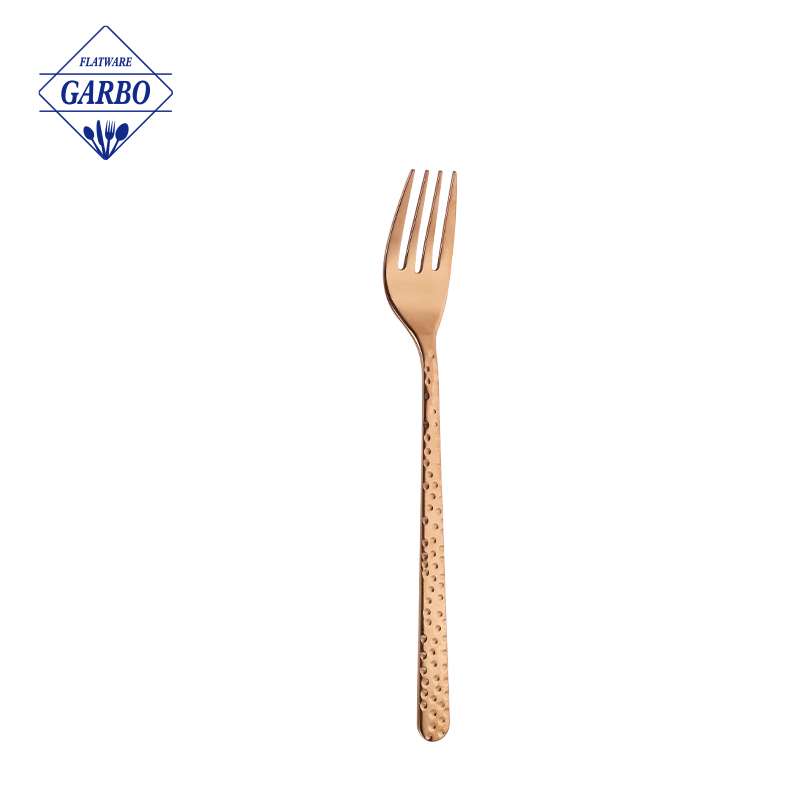 China flatware industry rose golden dinner fork 410ss