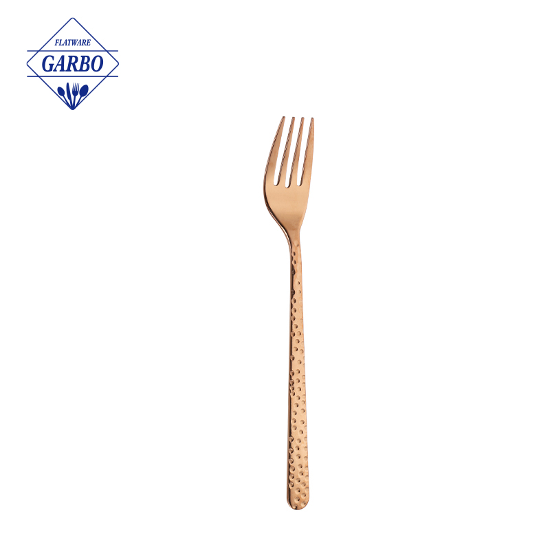 China flatware industry rose golden dinner fork 410ss 