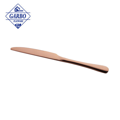 Classic simple design dinner knife with rose gold color flatware 