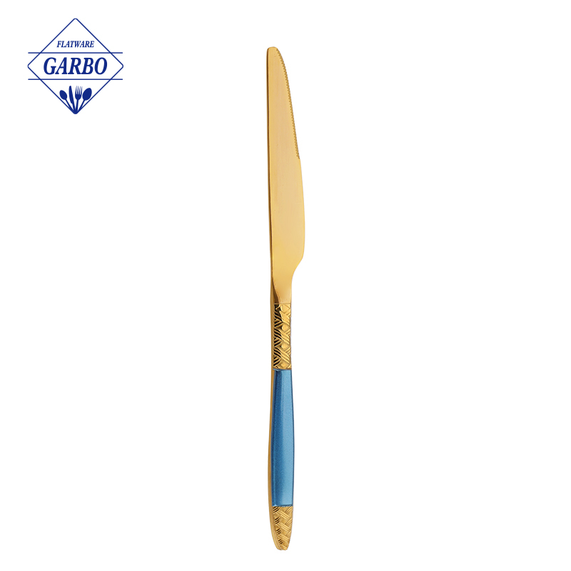 Gül altın rengi sofra takımı ile klasik basit tasarım yemek bıçağı