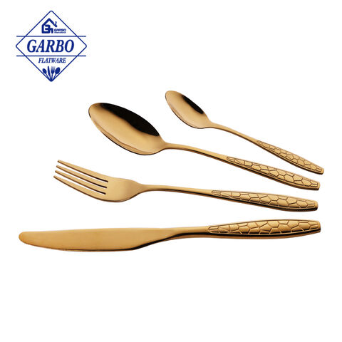 Flatware china high-quality copper color cutlery set