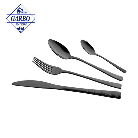 Produsen Harga Massal Set Peralatan Makan Stainless Steel Food Grade Berwarna Hitam