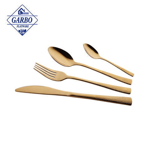 new design golden color flatware with hammer handle   