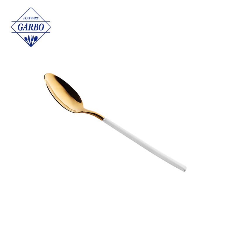 Bagong Disenyong High-End Gold Stainless Steel Spoon na may Pinintura na Handle