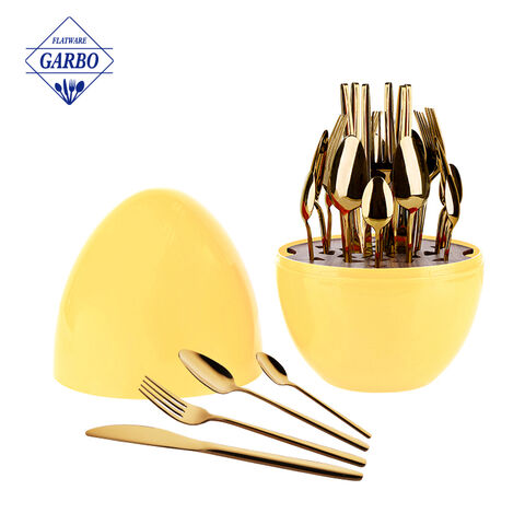Set di posate in acciaio inossidabile color oro da 4 pezzi di fabbricazione cinese