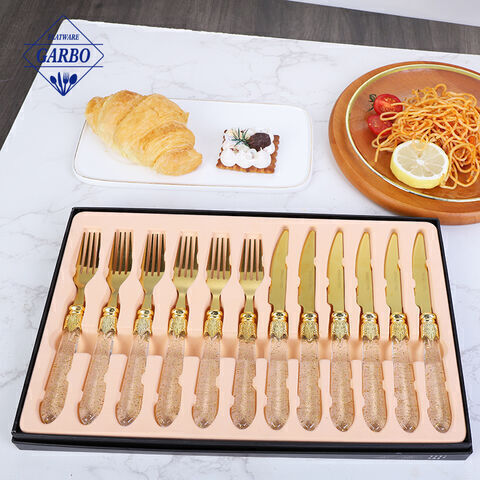 Gift box gold fork and knife set wholesale market in China