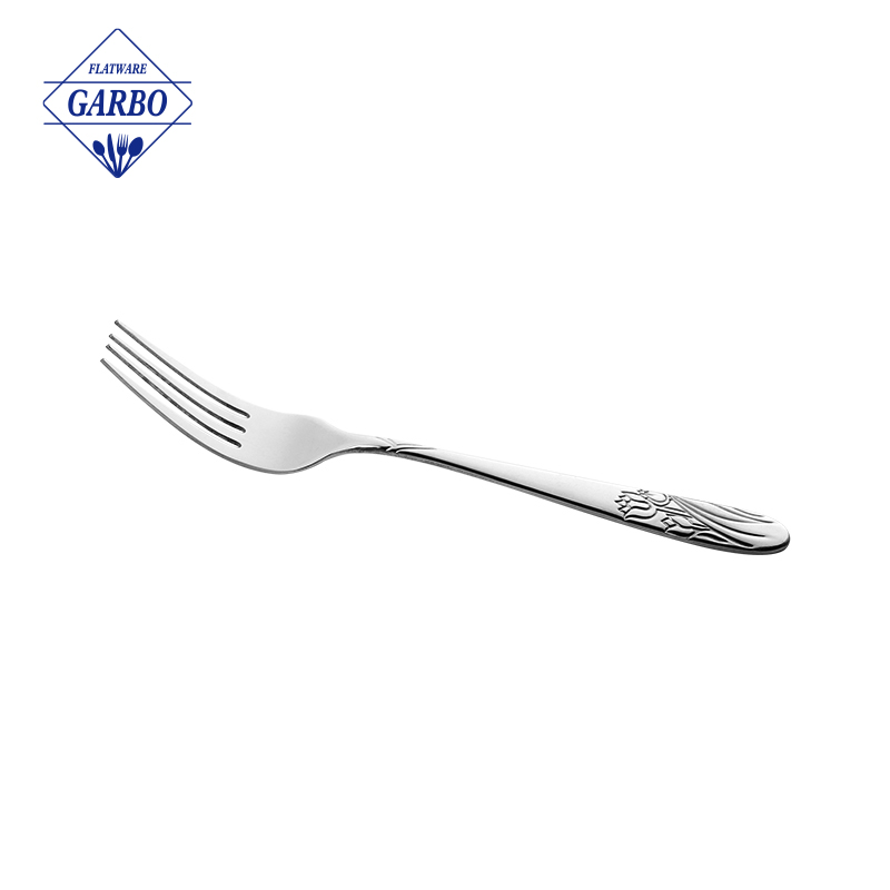 Amazon New Design Vintage Embossed Silvery Stainless Steel Dinner Fork