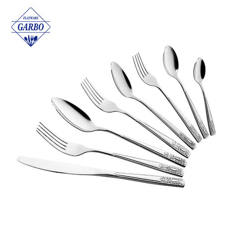 Amazon New Design Vintage Embossed Silvery Stainless Steel Dinner Fork