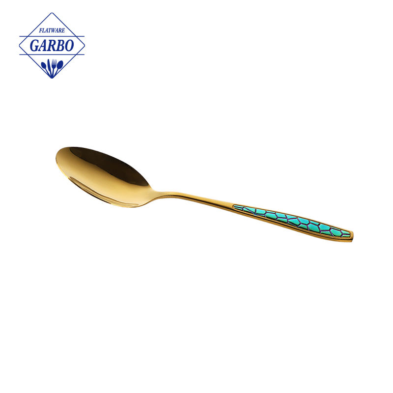 2024 Stock available titanium golden dinner spoon wholesale market sa Korea