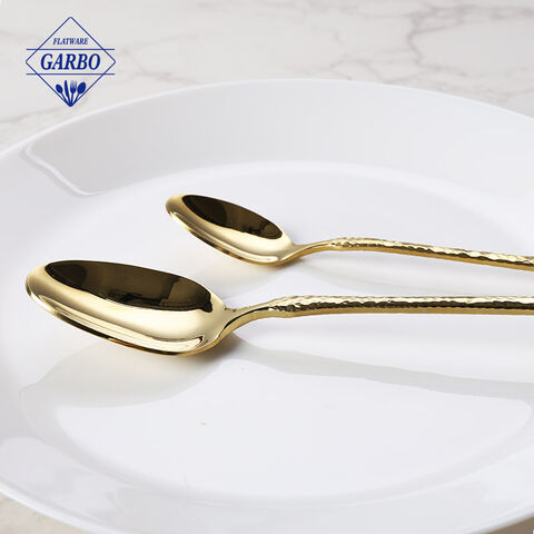 Factory Direct Top Seller Gold Plated Hammer Handle Mirror Cutlery Set
