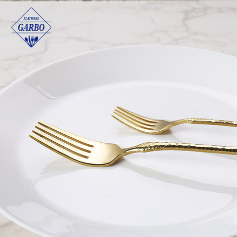 Factory Direct Top Seller Gold Plated Hammer Handle Mirror Cutlery Set