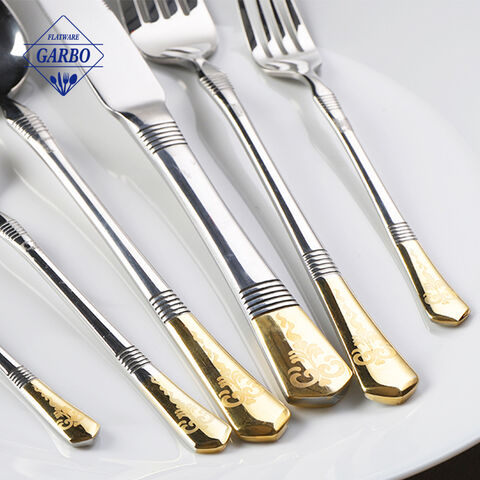 Factory Vintage Design Gold Plated Handle Top Sale Cutlery Set