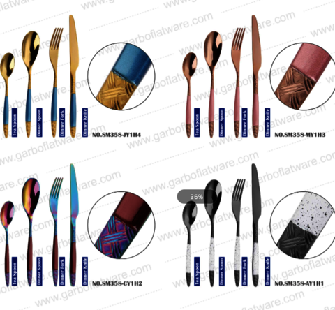 New cutlery set with spray color and electroplated