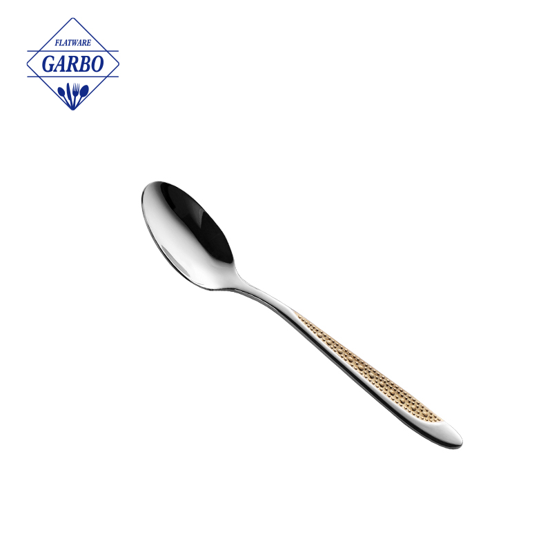 410SS High quality dinner spoon with electroplating handle 