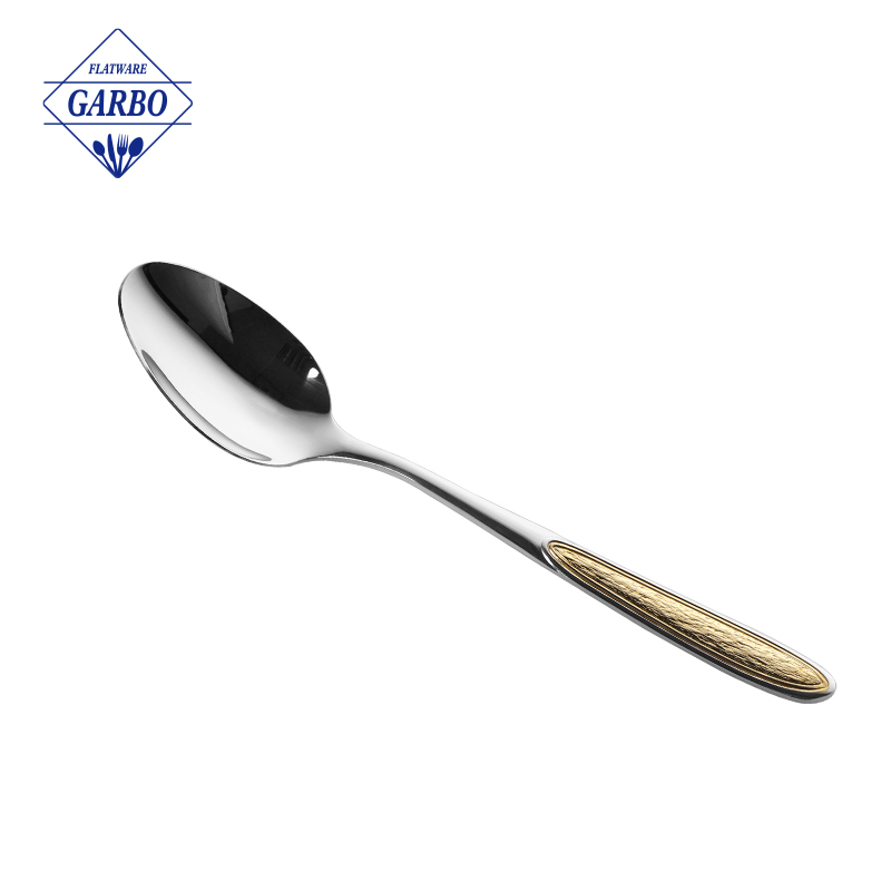 410SS High quality dinner spoon with electroplating handle 