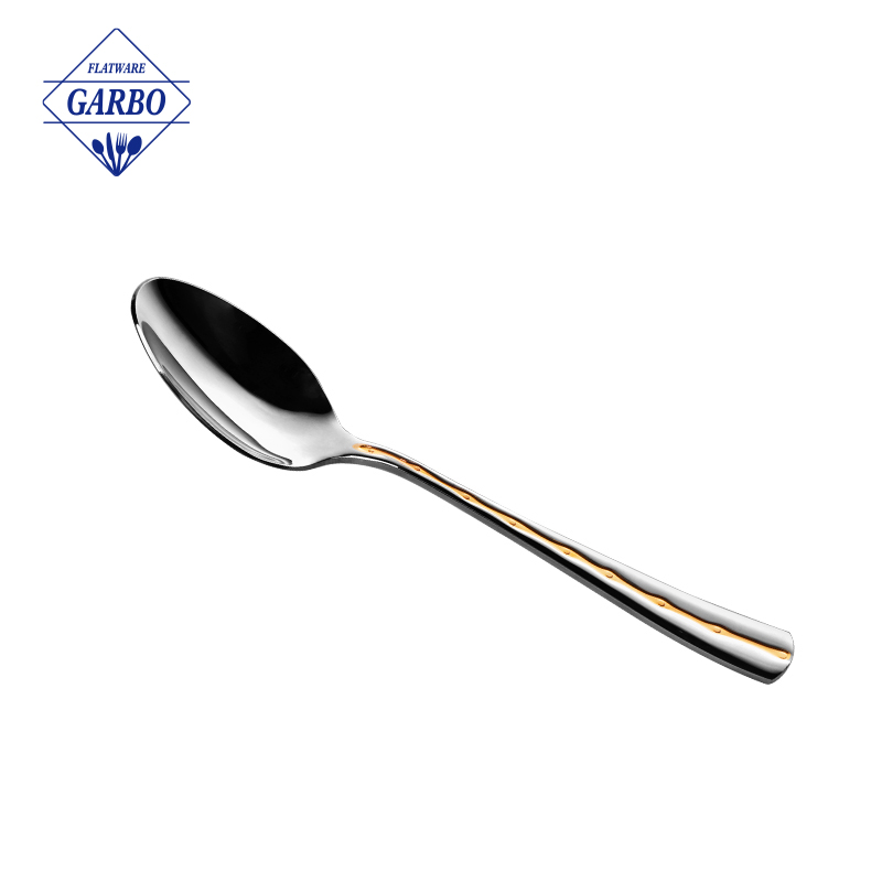 410SS High quality dinner spoon with electroplating handle 