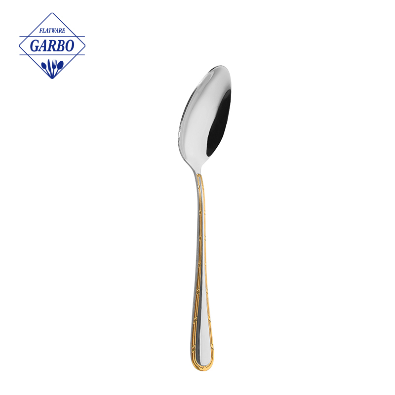 Factory Wholesale Matte Gold Plating Handle Dinner Spoon with Bulk Price