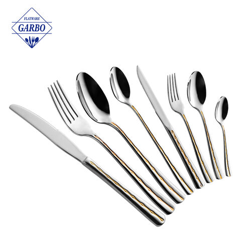 Factory High Quality Gold Plating Edge Handle Mirror Teapoon Dinner Spoon