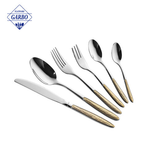 Wholesale Factory New Design Special Gold Plating Handle Cutlery Set