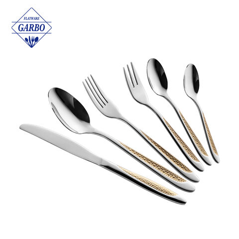 Wholesale Factory New Design Special Gold Plating Handle Cutlery Set