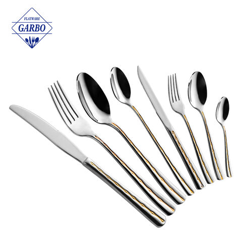 Wholesale Factory New Design Special Gold Plating Handle Cutlery Set
