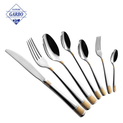 Wholesale Factory New Design Special Gold Plating Handle Cutlery Set