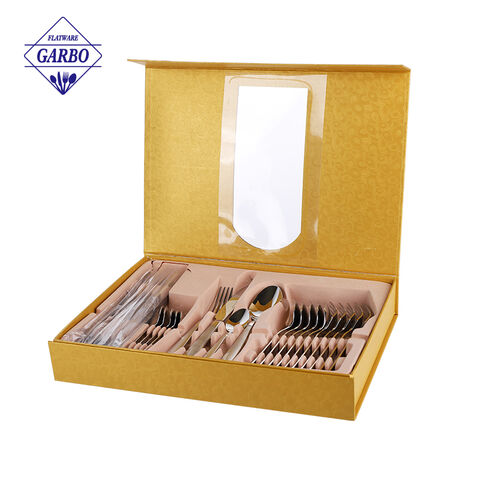 Luxury gift gold cutlery set with case