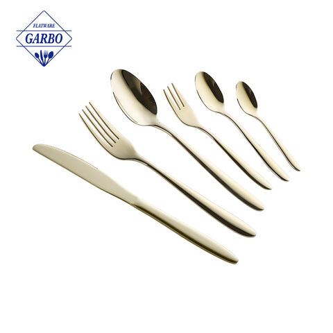 Golden 5pcs cutlery sets with 401ss China factory 
