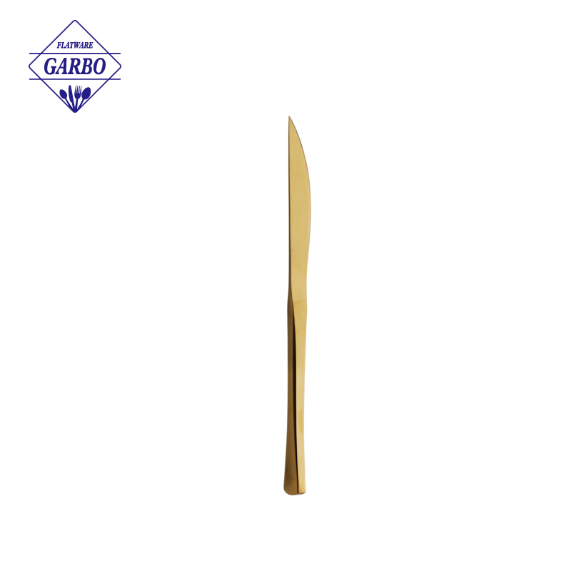 Cuchillo para carne chapado en oro, cuchillo de acero inoxidable 304/430 de alta gama