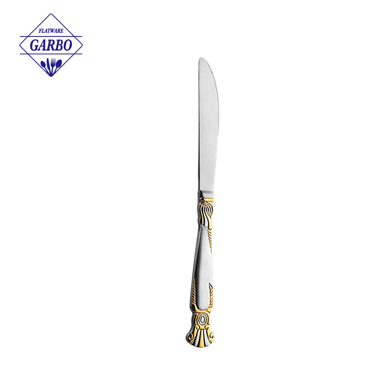 High quality dinner knife with golden handle 