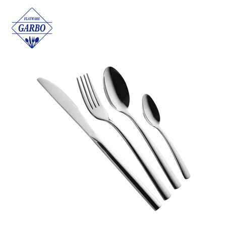 Chinese-manufactured 4-piece stainless steel cutlery set in silver